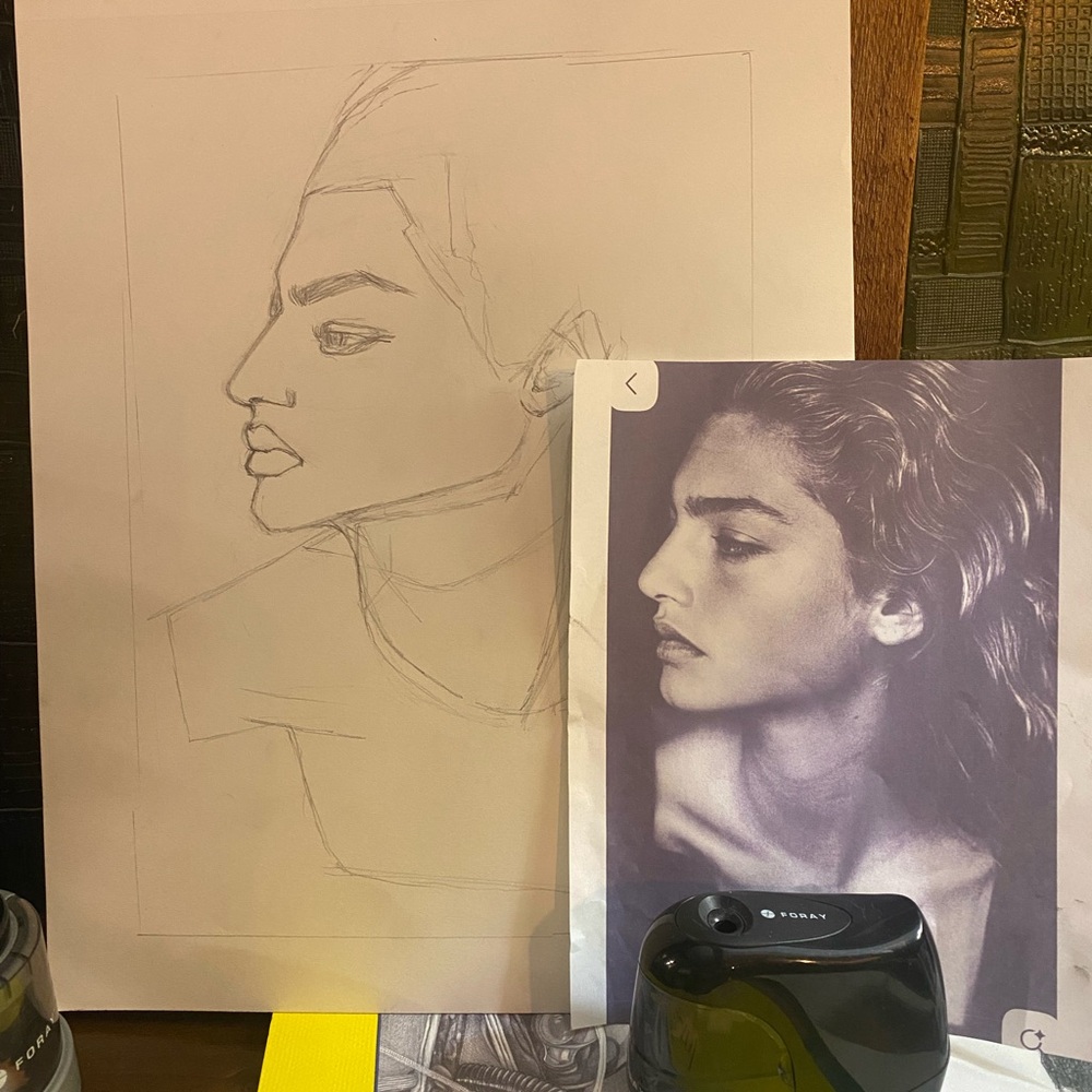 Monochrome Graphite Portrait Drawing - Picture 4 of 4